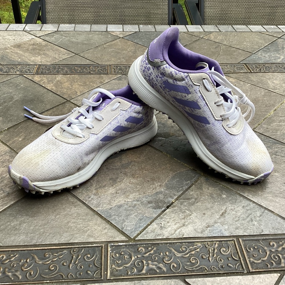 Adidas Purple and White Golf Shoes